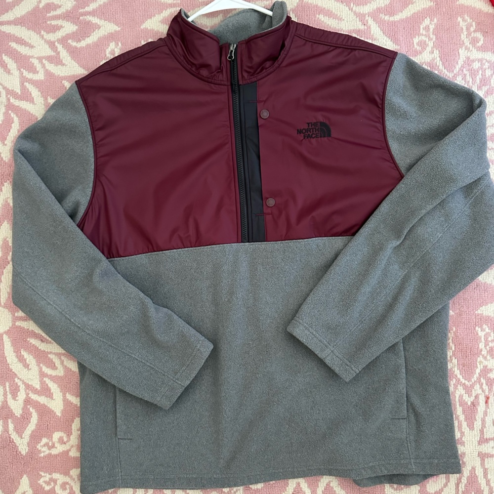 The North Face Maroon and Gray Fleece Jacket